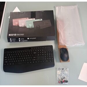 KC213 Wireless Keyboard & Mouse Combo 2.4 GHz Black Open Plug&Play  Box Untested